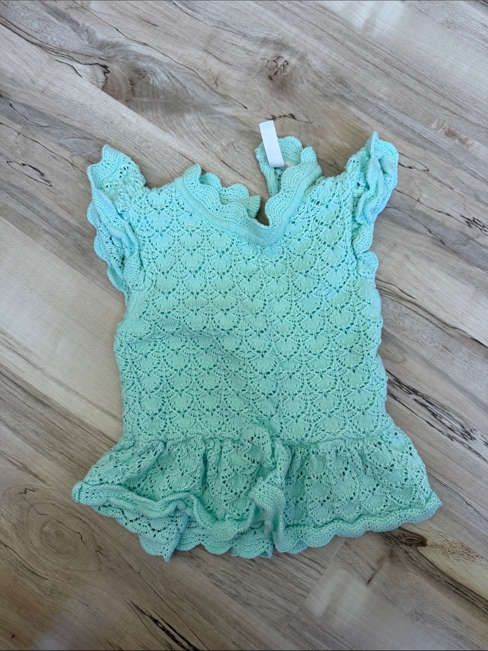 Janie and Jack Mint Green Crochet Ruffle Top